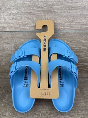 Birkenstock Arizona EVA Sky Blue Women’s Sz 8/EU 39 Buckle Strap Slide Sandals